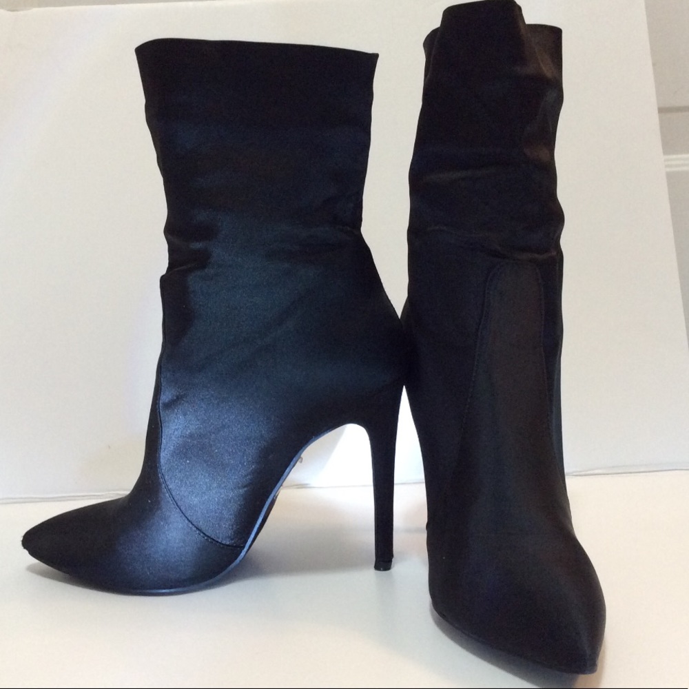 Black Satin Booties